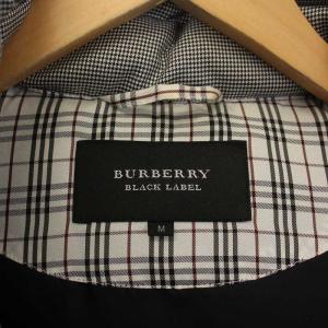 BURBERRY BLACK LABEL ダウンジャケット ジップアップ ハイネック フード ファー 千鳥格子 M 黒 ブラック 白 ホワイト BMP26-325-06