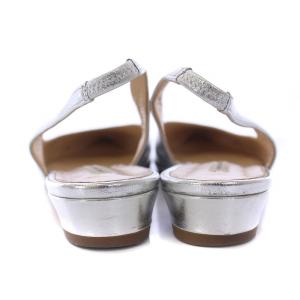 FABIO RUSCONI バックストラップパンプス フラット ポインテッドトゥ レザー 37.5 24.5cm シルバー /BM