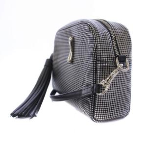 TOFF&LOADSTONE ショルダーバッグ 総柄 レザー 黒 ブラック シルバー /BM