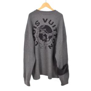LOUIS VUITTON 19AW ワールドロゴ バックジャガードデザイン リブ ニット XXL グレー