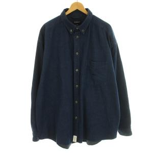デニムシャツ ボタンダウン オーバーサイズ ビッグシルエット 長袖 3 L 紺 ネイビー /DK