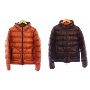 リバーシブル フーテッドダウンジャケット 48 ブラウン オレンジ