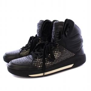 DSQUARED2 Black Studded Leather High Top Sneakers ハイカットスニーカー レザー