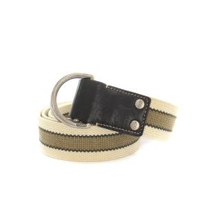 F90219 ベルト ライン キャンバス レザー XL ベージュ カーキ /YM