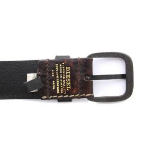 DIESEL レザーベルト 牛革 95/38 ダークブラウン B-STITCH X04701 /YM