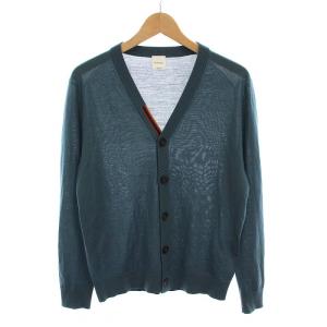 アーティストストライプポイント カーディガン ニット Vネック 長袖 M ブルーグリーン 243451