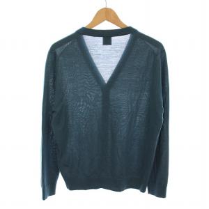 PAUL SMITH アーティストストライプポイント カーディガン ニット Vネック 長袖 M ブルーグリーン 243451