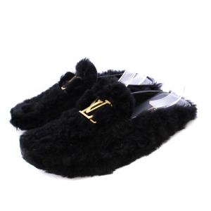 ラコーチライン ファーサンダル スリッパ 6 ノワール