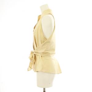 Max Mara pura seta シャツ ノースリーブ スキッパー リボン シルク 40 ベージュ /KU