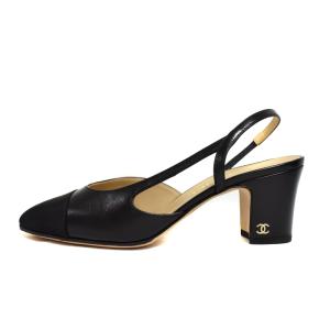 CHANEL スリングバックシューズ ココマーク 37 ブラック G31318