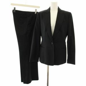 スーツ セットアップ 上下 テーラードジャケット シングル パンツ スラックス ストライプ柄 6 黒 ブラック