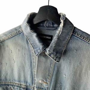 BALENCIAGA 2020 デストロイ ダメージ デニムジャケット 46 インディゴ 641540