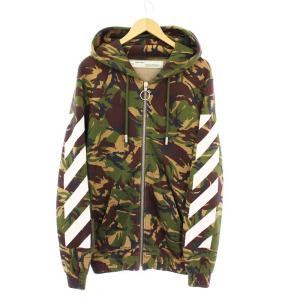 Off-White Diagonal Camouflage Cotton Hoodie カモフラフーディ ジップアップパーカー