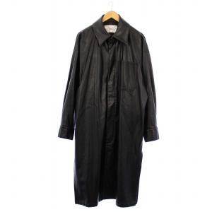 SUPERTHANKS ステンカラーコート アウター ロング フェイクレザー L ブラック ST203LK004 /KH