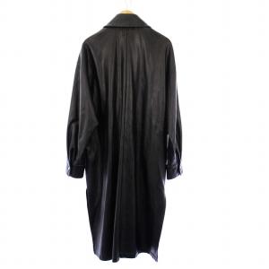 SUPERTHANKS ステンカラーコート アウター ロング フェイクレザー L ブラック ST203LK004 /KH