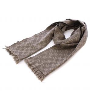 マフラー GG柄 フリンジ ウール ブラウン /KH AA