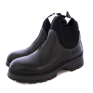 PRADA チェルシーブーツ サイドゴア レザー 37.5 ブラック