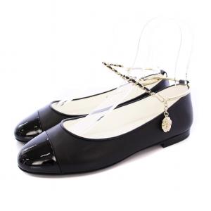 22SS アンクルビジュー バレリーナシューズ ココマーク カメリア 37C ブラック