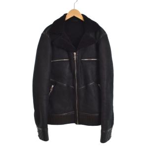 シアリング ボンバー ムートン レザー ジャケット M ブラック