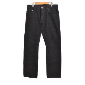 JEAN SL FLEURKNEE フレアニー スターレザーパッチ デニムパンツ 32 ブラック