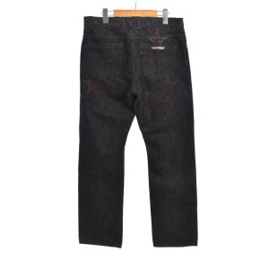 CHROME HEARTS JEAN SL FLEURKNEE フレアニー スターレザーパッチ デニムパンツ 32 ブラック