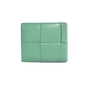 BOTTEGA VENETA マキシイントレチャート二つ折り財布 レザー グリーン