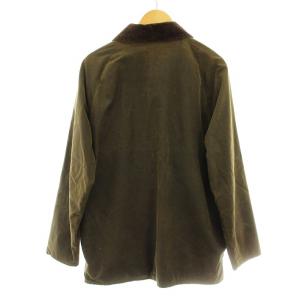 Barbour オイルドジャケット ブルゾン ステンカラー 衿コーデュロイ 裏地チェック カーキ /KU