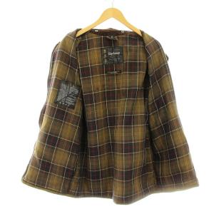 Barbour オイルドジャケット ブルゾン ステンカラー 衿コーデュロイ 裏地チェック カーキ /KU