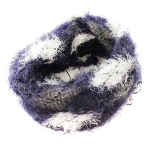 スヌード マフラー アーガイル柄 フェイクファー スカル 紫 パープル グレー 白 ホワイト /KU