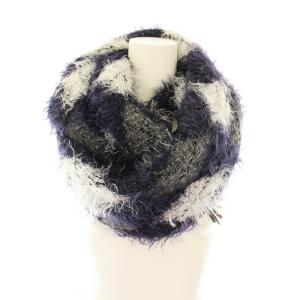 Roen スヌード マフラー アーガイル柄 フェイクファー スカル 紫 パープル グレー 白 ホワイト /KU