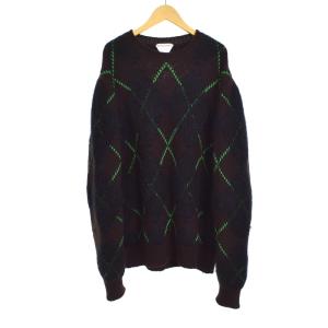 21AW アーガイル ニット ウール モヘア S ブラウン 665927V10E0