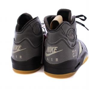NIKE Off-White Air Jordan 5 Black/Muslin/Fire Red