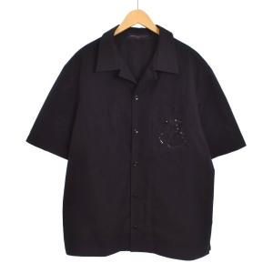 25SS エンブロイダリー ショートスリーブコットンシャツ L ブラック