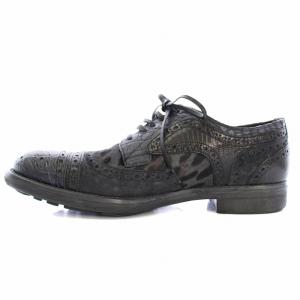 DOLCE&GABBANA 6266 ビジネスシューズ ストレートチップ レザー ハラコ レオパード柄 6 黒 ブラック 紺 ネイビー