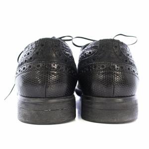 DOLCE&GABBANA 6266 ビジネスシューズ ストレートチップ レザー ハラコ レオパード柄 6 黒 ブラック 紺 ネイビー