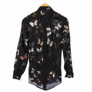 DOLCE&GABBANA GOLD G5EJ0T HP5GX シャツ 長袖 蝶柄 総柄 プリント 14.5/37 黒 ブラック マルチカラー