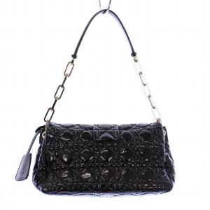 Christian Dior ニューロック カナージュ ワンショルダーバッグ エナメル ブラック