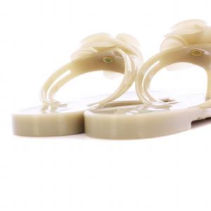 CHANEL ビーチサンダル カメリア ココマーク フラット 36 ベージュ /KH AA