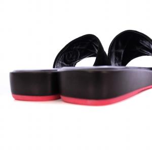 CHANEL カンボンライン サンダル ココマーク フラット スエード 36 ブラック /KH AA