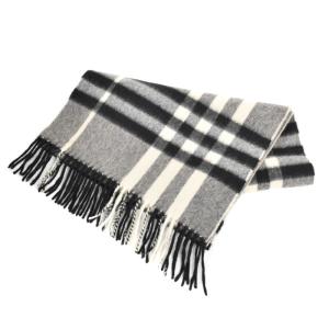BURBERRY マフラー チェック カシミヤ グレー