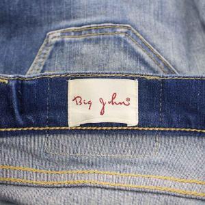 Big John デニムパンツ ジーンズ ジップフライ ストレッチ ダメージ加工 ロゴパッチ W30 青 ブルー /BB