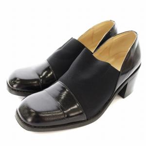 WIDE GORE FLAT SHOES ワイドゴアフラットシューズ スリッポン レザー スクエアトゥ