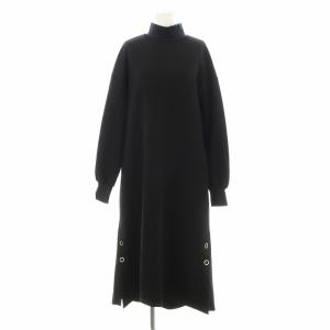 ユーティリティーウールワンピース 509510012 ロング マキシ 長袖 ハイネック 1 黒 ブラック