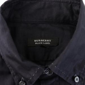 BURBERRY BLACK LABEL BMW50-923-08 ボタンダウンシャツ カジュアルシャツ 半袖 チェック ロゴ 刺繍 2 黒 ブラック