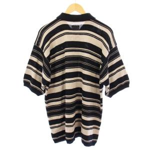 nanamica ポロシャツ 和紙混紡 ボーダー 半袖 M 黒 ベージュ SUJS240E /KH