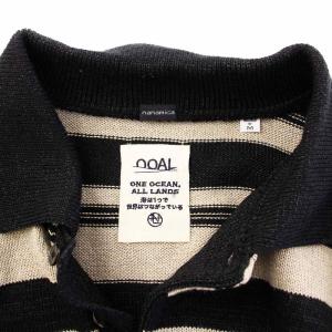 nanamica ポロシャツ 和紙混紡 ボーダー 半袖 M 黒 ベージュ SUJS240E /KH