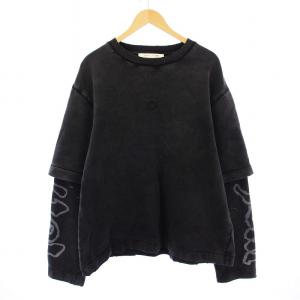 Double Sleeve Stamp Logo スウェット ダメージ加工 S ブラック