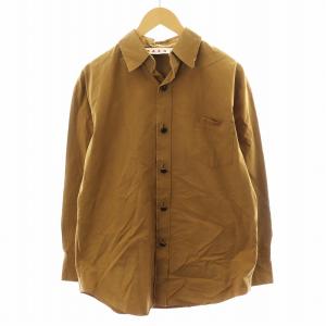シャツ 長袖 カットオフ コットン 38 茶 ブラウン CAMA0312Y0TCY65 /AN32 AA