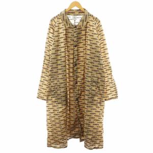 18AW コーテッドシェルレインコート ロング丈 総柄 ロゴ ナイロン 0 ベージュ 黒 ブラック UAH19JA301