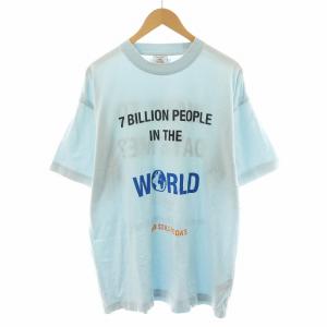 Tシャツ カットソー 半袖 ロゴ XS 水色 ライトブルー UE52TR220X /AN23 AA